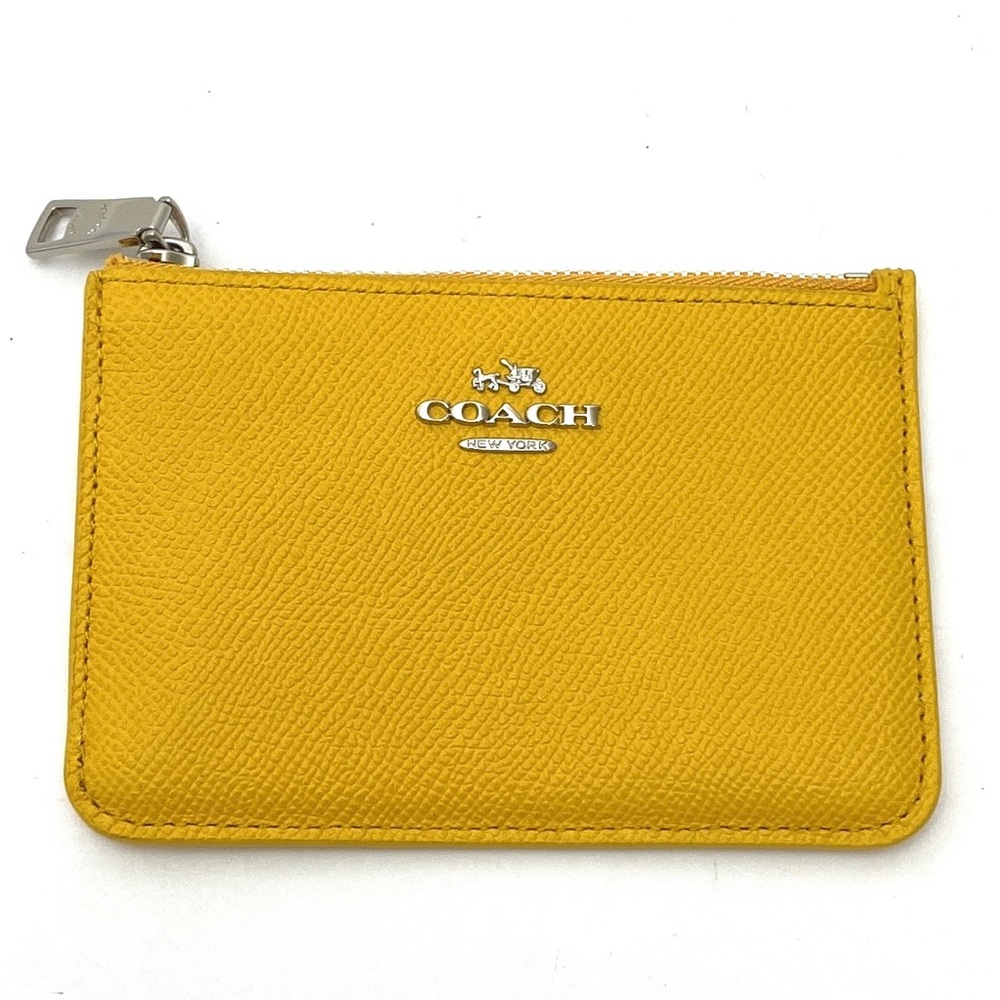 Coach Classic Gold Saffiano Leather Mini Skinny Card Holder/Case